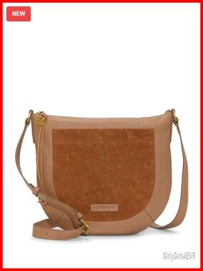 Lucky Brand Sash Leather Crossbody Zipper Closure Saddle Bag